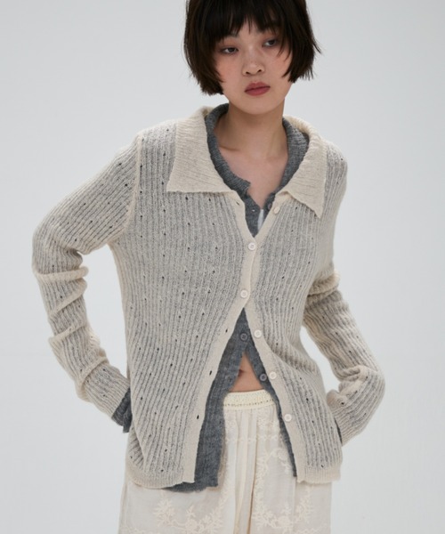 full/fill.(フルフィル)の「cami layered sheer knit shirt / キャミレイヤードシアーニットシャツ(ニット/セーター・レディース・グレー/アイボリー・FREE)」の18枚目の写真