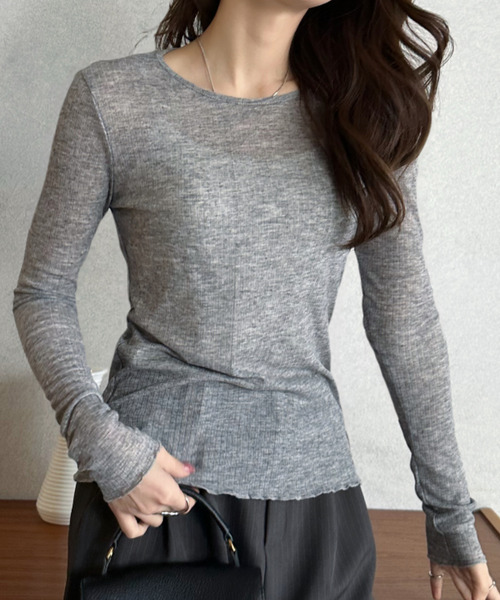 Eclat one(エクラワン)の「【Eclat one】メローデザイン シアーカットソー(Tシャツ/カットソー・レディース・ブラック/グレー/ホワイト・FREE)」の5枚目の写真