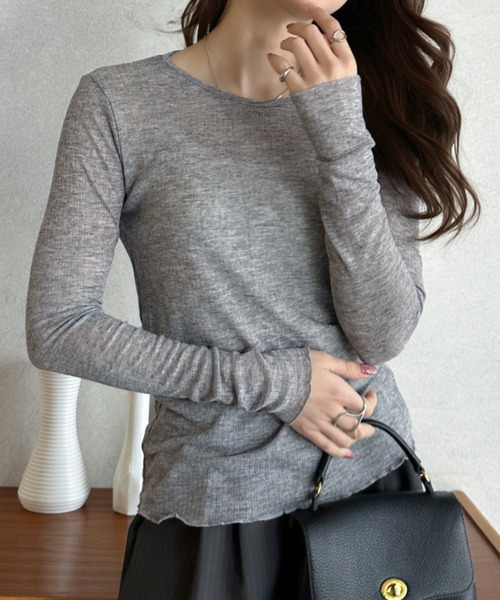 Eclat one(エクラワン)の「【Eclat one】メローデザイン シアーカットソー(Tシャツ/カットソー・レディース・ブラック/グレー/ホワイト・FREE)」の20枚目の写真