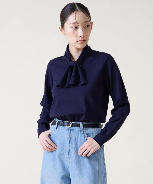 Tiara（ティアラ）の「リボンタイニット（ニット/セーター・レディース・ピンク/ネイビー/ライトベージュ・FREE）」の2枚目の写真