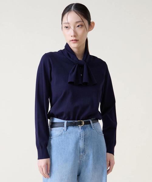 Tiara（ティアラ）の「リボンタイニット（ニット/セーター・レディース・ピンク/ネイビー/ライトベージュ・FREE）」の9枚目の写真