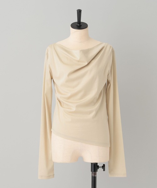 A part by（アパートバイ）の「カットドレーププルオーバー_長袖（Tシャツ/カットソー・レディース・アイボリー/ブラック/ベージュ/オフホワイト・FREE）」の4枚目の写真