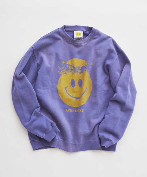 JOURNAL STANDARD relume（ジャーナルスタンダード　レリューム）の「スマイリーフェイス 別注フェードプリント スウェット（スウェット・メンズ・ホワイト系その他/サックスブルー/ラベンダー・LARGE/MEDIUM）」の3枚目の写真