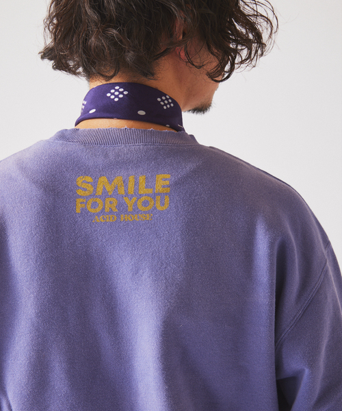 JOURNAL STANDARD relume（ジャーナルスタンダード　レリューム）の「スマイリーフェイス 別注フェードプリント スウェット（スウェット・メンズ・ホワイト系その他/サックスブルー/ラベンダー・LARGE/MEDIUM）」の9枚目の写真