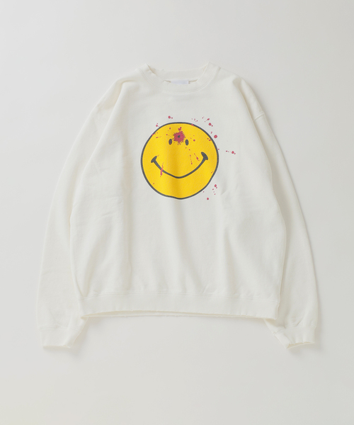 JOURNAL STANDARD relume（ジャーナルスタンダード　レリューム）の「スマイリーフェイス 別注フェードプリント スウェット（スウェット・メンズ・ホワイト系その他/サックスブルー/ラベンダー・LARGE/MEDIUM）」の10枚目の写真