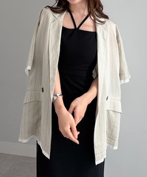 RANAN（ラナン）の「ハーフスリーブレイヤードデザインシアージャケット【セットアップ対応】（テーラードジャケット）」
