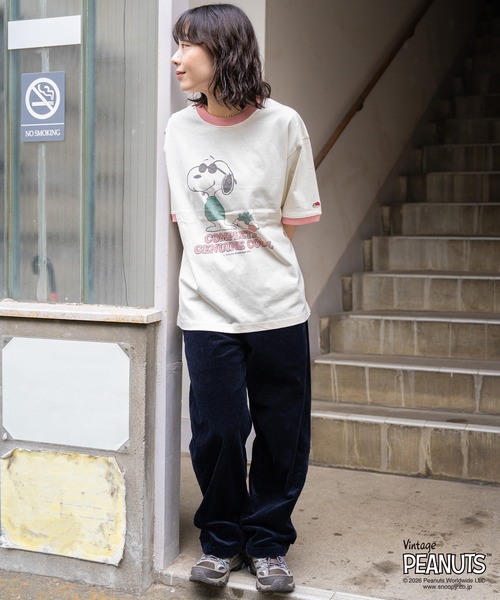 FRUIT OF THE LOOM（フルーツオブザルーム）の「FTL x PEANUTS 19/-スラブ天竺3/ ピーナッツコラボ 半袖Tシャツ / COMPLETE GENUINE COOL（Tシャツ/カットソー・メンズ・アイボリー・M/L/S）」の13枚目の写真