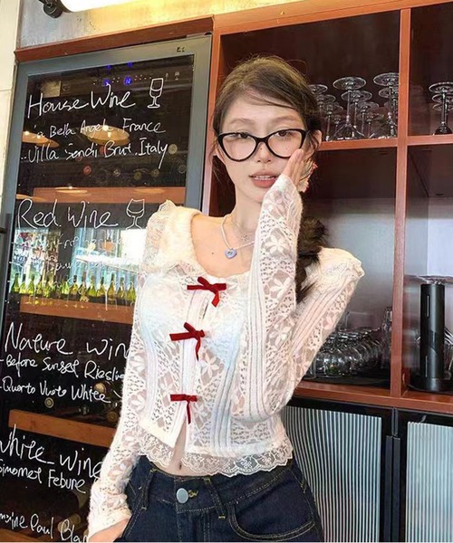 AsheKsha(アシクシャ)の「春用甘美なショート丈レース長袖(Tシャツ/カットソー・レディース・ホワイト・M)」の8枚目の写真
