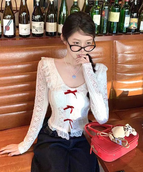 AsheKsha(アシクシャ)の「春用甘美なショート丈レース長袖(Tシャツ/カットソー・レディース・ホワイト・M)」の10枚目の写真