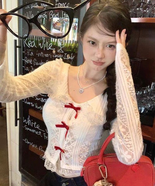 AsheKsha(アシクシャ)の「春用甘美なショート丈レース長袖(Tシャツ/カットソー・レディース・ホワイト・M)」の12枚目の写真