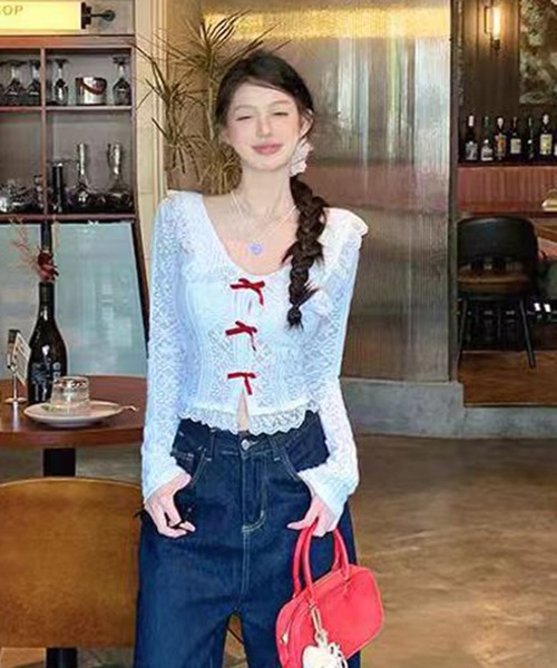 AsheKsha(アシクシャ)の「春用甘美なショート丈レース長袖(Tシャツ/カットソー・レディース・ホワイト・M)」の14枚目の写真