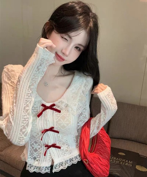 AsheKsha(アシクシャ)の「春用甘美なショート丈レース長袖(Tシャツ/カットソー・レディース・ホワイト・M)」の16枚目の写真