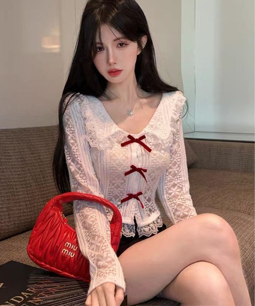 AsheKsha(アシクシャ)の「春用甘美なショート丈レース長袖(Tシャツ/カットソー・レディース・ホワイト・M)」の18枚目の写真