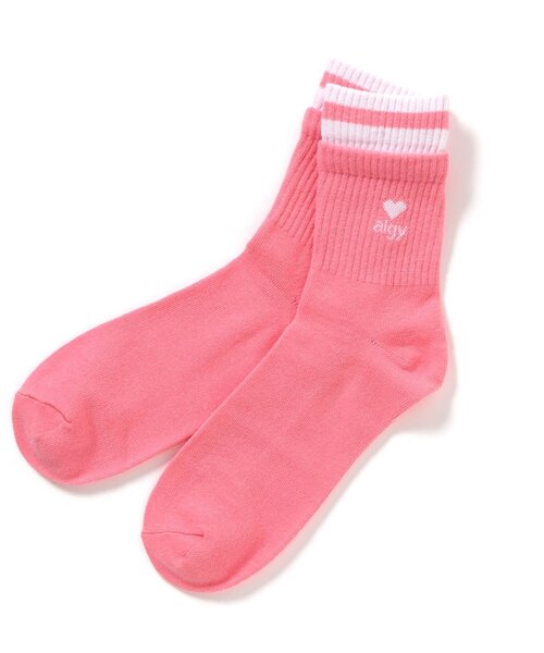 algy（アルジー）の「【抗菌防臭】レイヤード風クルーソックス（ソックス/靴下・キッズ・ピンク/サックスブルー・21/24）」の2枚目の写真