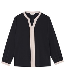 TOKYO SHIRTS | シルキーサテン 配色スキッパー ブラウス(シャツ/ブラウス)