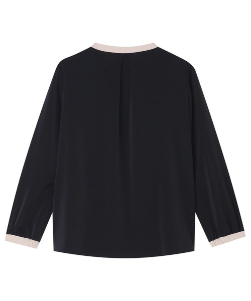 TOKYO SHIRTS（トウキョウシャツ）の「シルキーサテン 配色スキッパー ブラウス（シャツ/ブラウス・レディース・ネイビー/ベージュ・M/L）」の9枚目の写真