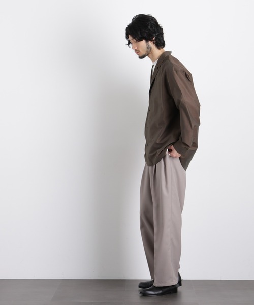 NANO universe（ナノユニバース）の「｢OtoNANO｣ 大人のワイドシャツ テーラードカラーシャツ（シャツ/ブラウス・メンズ・ライトグレー/ブラウン・L/M）」の9枚目の写真