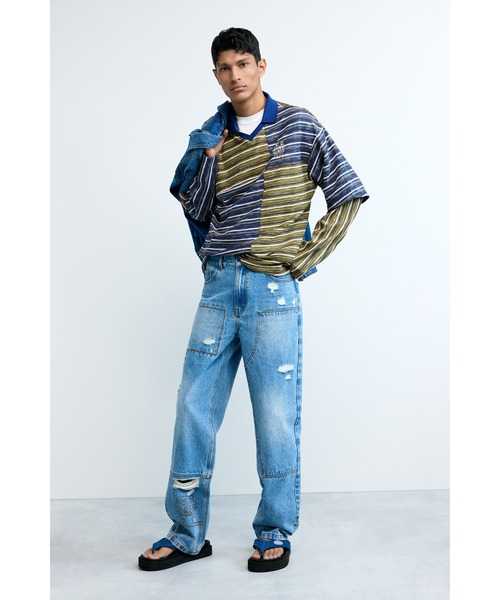 Desigual(デシグアル)の「マルチストライプ ポロシャツ / レイヤード(Tシャツ/カットソー・メンズ・ブラウン・M/L/XL/S)」の7枚目の写真