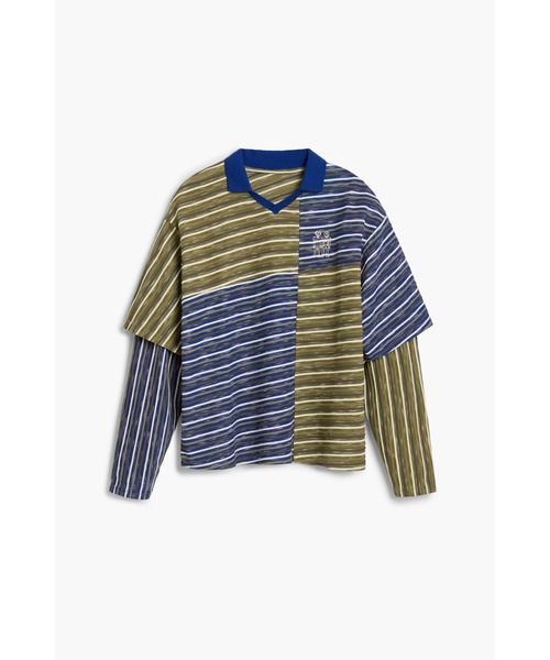 Desigual(デシグアル)の「マルチストライプ ポロシャツ / レイヤード(Tシャツ/カットソー・メンズ・ブラウン・M/L/XL/S)」の3枚目の写真