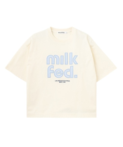 MILKFED.(ミルクフェド)の「CUT OUT LOGO GINGHAM WIDE S/S TEE(Tシャツ/カットソー・レディース・ブラック/ライトピンク/オフホワイト・S/M/L)」の19枚目の写真