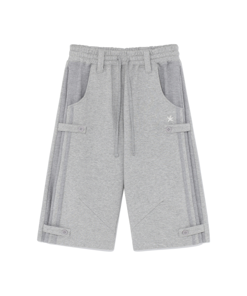 THECOLDESTMOMENT(ザコールデストモーメント)の「TCM waffle button half sweat pants (melange grey)(その他パンツ・レディース・その他・LARGE/SMALL/MEDIUM)」の2枚目の写真