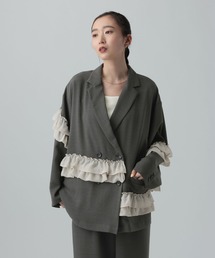 LEPSIM | 《リネンライクドライシリーズ》フリルW長袖ジャケット　639012(テーラードジャケット)