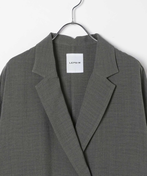 LEPSIM（レプシィム）の「《リネンライクドライシリーズ》フリルW長袖ジャケット　639012（テーラードジャケット・レディース・ブラック/チャコールグレー・FREE）」の4枚目の写真