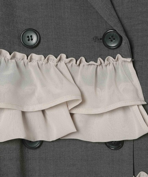 LEPSIM（レプシィム）の「《リネンライクドライシリーズ》フリルW長袖ジャケット　639012（テーラードジャケット・レディース・ブラック/チャコールグレー・FREE）」の12枚目の写真