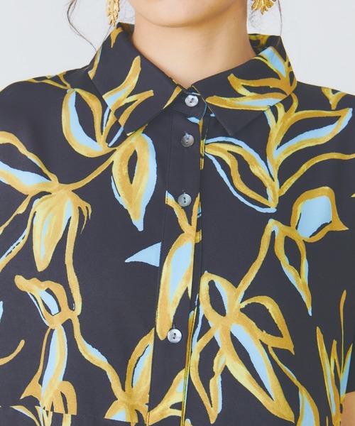 manana suerte（マニャーナスエルテ）の「プリントアシンメトリープリーツワンピース（ワンピース・レディース・ブラック/イエロー・FREE）」の14枚目の写真