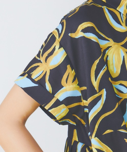 manana suerte（マニャーナスエルテ）の「プリントアシンメトリープリーツワンピース（ワンピース・レディース・ブラック/イエロー・FREE）」の15枚目の写真