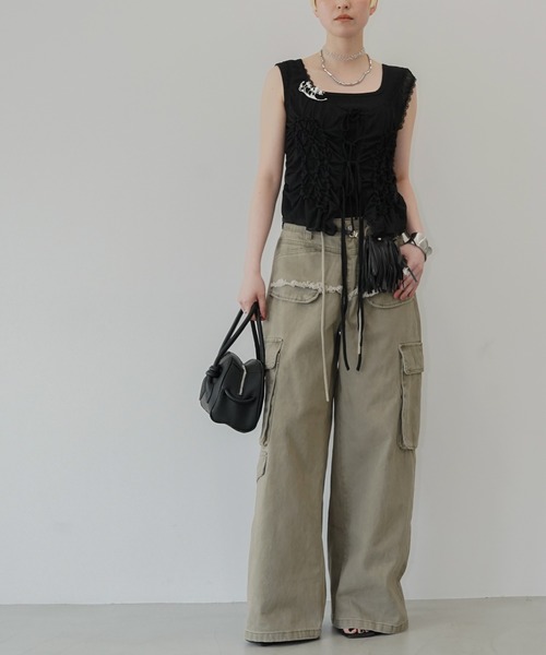 chuclla(チュクラ)の「リメイクカットオフ カーゴパンツ chw26s158(その他パンツ・レディース・グレー/キャメル・S/M/L)」の6枚目の写真