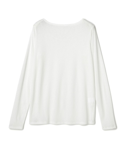 CROSS FUNCTION（クロスファンクション）の「エブ楽 シアーリブロングTシャツ【CROSS FUNCTION/クロスファンクション】（Tシャツ/カットソー・レディース・ブラック/オフホワイト/ライトグレー・M/L/LL）」の5枚目の写真