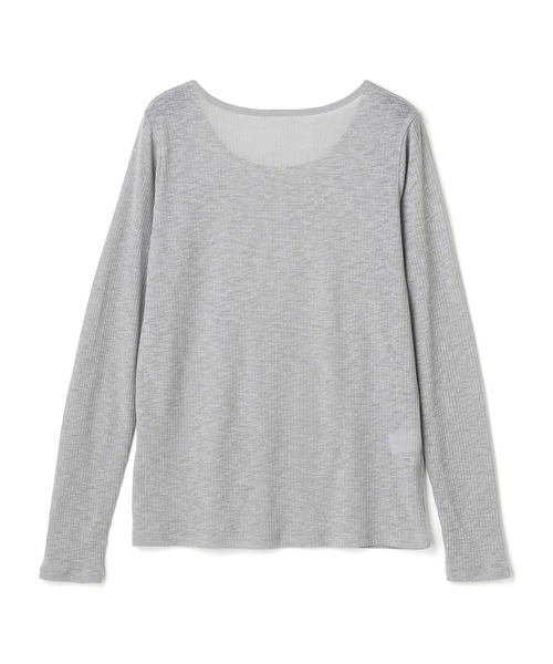 CROSS FUNCTION（クロスファンクション）の「エブ楽 シアーリブロングTシャツ【CROSS FUNCTION/クロスファンクション】（Tシャツ/カットソー・レディース・ブラック/オフホワイト/ライトグレー・M/L/LL）」の6枚目の写真