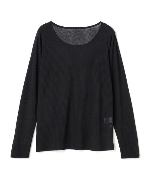 CROSS FUNCTION（クロスファンクション）の「エブ楽 シアーリブロングTシャツ【CROSS FUNCTION/クロスファンクション】（Tシャツ/カットソー・レディース・ブラック/オフホワイト/ライトグレー・M/L/LL）」の7枚目の写真