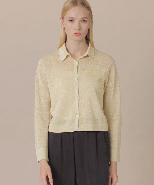 MACKINTOSH LONDON(マッキントッシュ ロンドン)の「【婦人画報4月号掲載】シャイニーリネンニットシャツ(シャツ/ブラウス・レディース・ブルー系その他2/イエロー/ライトグレー・38/40)」の3枚目の写真