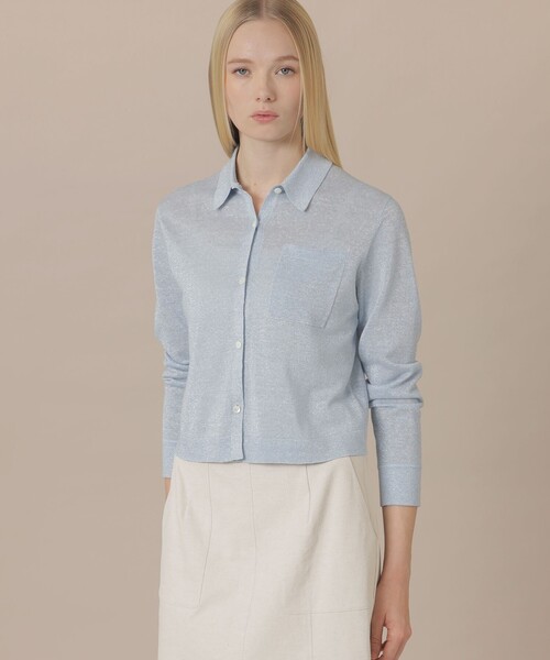 MACKINTOSH LONDON(マッキントッシュ ロンドン)の「【婦人画報4月号掲載】シャイニーリネンニットシャツ(シャツ/ブラウス・レディース・ブルー系その他2/イエロー/ライトグレー・38/40)」の2枚目の写真