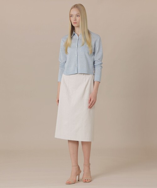 MACKINTOSH LONDON(マッキントッシュ ロンドン)の「【婦人画報4月号掲載】シャイニーリネンニットシャツ(シャツ/ブラウス・レディース・ブルー系その他2/イエロー/ライトグレー・38/40)」の5枚目の写真