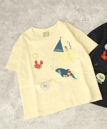 DILASH（ディラッシュ）の「【綿100％・アップリケ】ぷかぷか海のいきものモチーフ半袖T（Tシャツ/カットソー）」