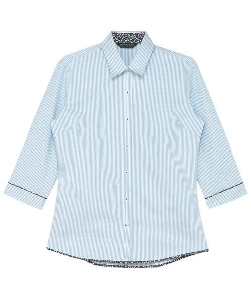 TOKYO SHIRTS(トウキョウシャツ)の「【透け防止】 形態安定ノンアイロン レギュラー 7分袖ビジネスワイシャツ(ビジネスシャツ・レディース・グリーン・S/M/L/LL/XL)」の1枚目の写真