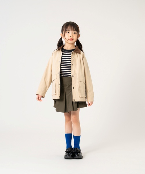 and D. petit main(アンドディープティマイン)の「衿コーデュロイジップアップジャケット(ブルゾン・キッズ・カーキ/ベージュ・110cm/120cm/130cm/100cm/140cm)」の1枚目の写真
