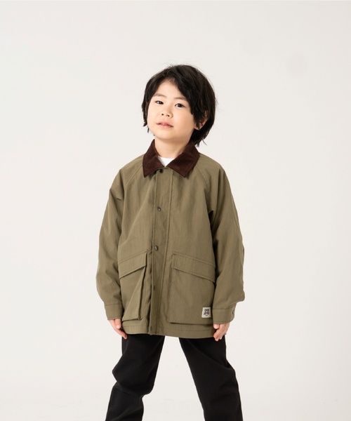 and D. petit main(アンドディープティマイン)の「衿コーデュロイジップアップジャケット(ブルゾン・キッズ・カーキ/ベージュ・110cm/120cm/130cm/100cm/140cm)」の2枚目の写真