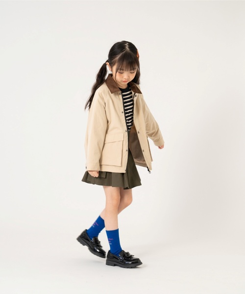 and D. petit main(アンドディープティマイン)の「衿コーデュロイジップアップジャケット(ブルゾン・キッズ・カーキ/ベージュ・110cm/120cm/130cm/100cm/140cm)」の4枚目の写真