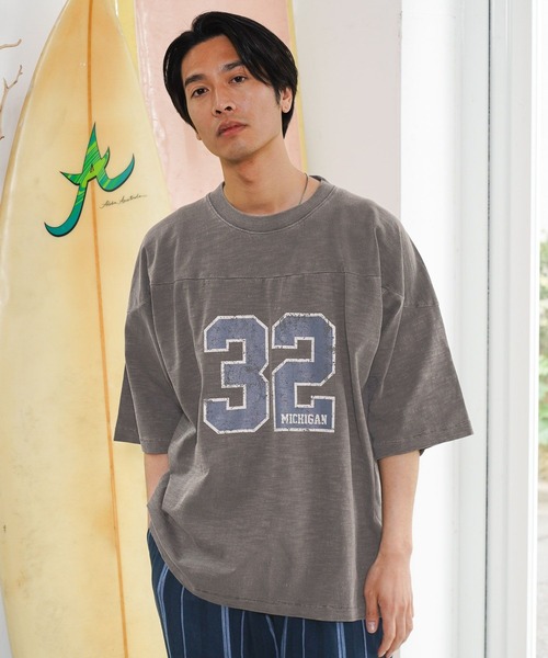 BAYFLOW(ベイフロー)の「ナンバリング7分袖Tシャツ(Tシャツ/カットソー・メンズ・オフホワイト/チャコール/イエロー・MEDIUM/LARGE)」の3枚目の写真