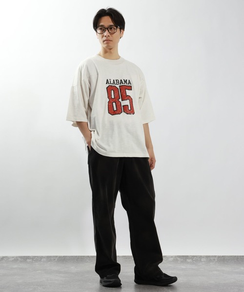 BAYFLOW(ベイフロー)の「ナンバリング7分袖Tシャツ(Tシャツ/カットソー・メンズ・オフホワイト/チャコール/イエロー・MEDIUM/LARGE)」の4枚目の写真