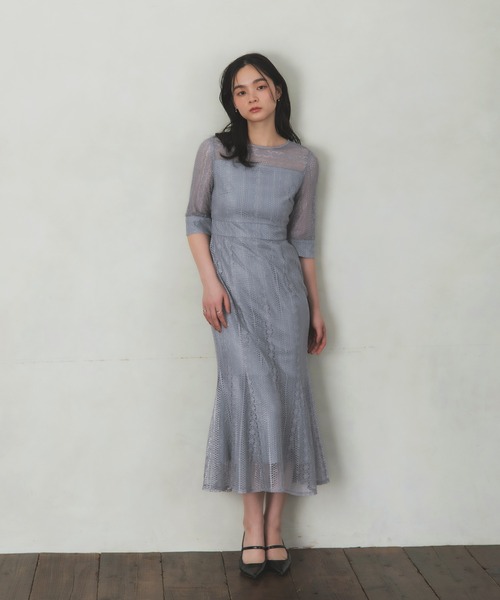 Rose of Sharon(ローズオブシャロン)の「総レースバックリボンマーメイドドレス(ドレス・レディース・ダークオレンジ/ダークグリーン/グレイッシュブルー/ピーコックグリーン系/チャコール・S/M)」の4枚目の写真