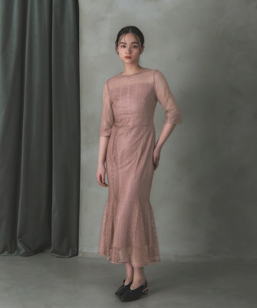 Rose of Sharon(ローズオブシャロン)の「総レースバックリボンマーメイドドレス(ドレス・レディース・ダークオレンジ/ダークグリーン/グレイッシュブルー/ピーコックグリーン系/チャコール・S/M)」の5枚目の写真