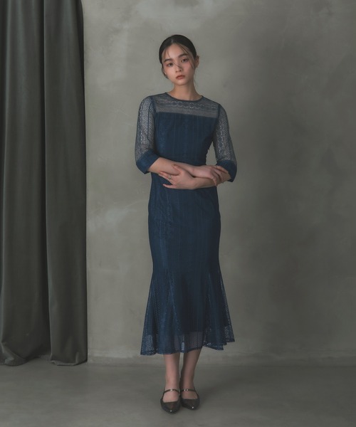 Rose of Sharon(ローズオブシャロン)の「総レースバックリボンマーメイドドレス(ドレス・レディース・ダークオレンジ/ダークグリーン/グレイッシュブルー/ピーコックグリーン系/チャコール・S/M)」の3枚目の写真