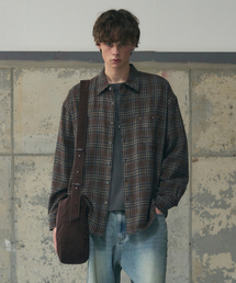 LEATHERY（レザリー）の「スティールトーン オーバーサイズ チェックシャツ [ブラウン]（シャツ/ブラウス）」