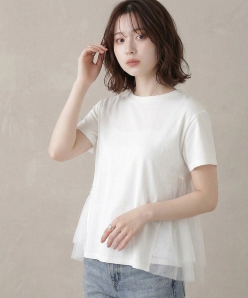 Lateru(ラテル)の「チュールパッチワークTシャツ(Tシャツ/カットソー・レディース・ブラック/ホワイト・FREE)」の8枚目の写真