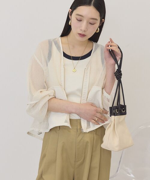 AMERICAN HOLIC(アメリカンホリック)の「メッシュ異素材ブルゾン(ブルゾン・レディース・ブラック/アイボリー・M/L)」の1枚目の写真